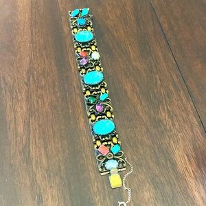 Antique Cabochon book link bracelet